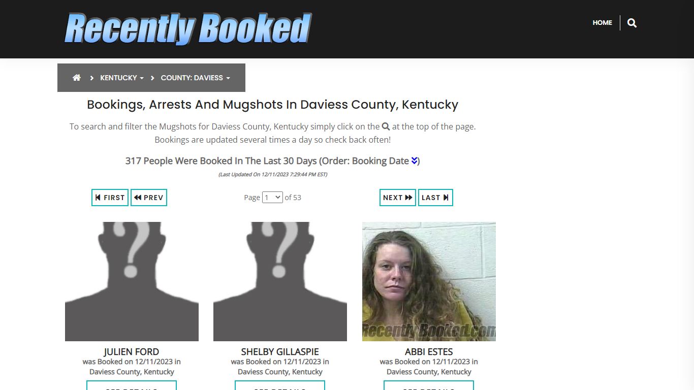 Bookings, Arrests and Mugshots in Daviess County, Kentucky